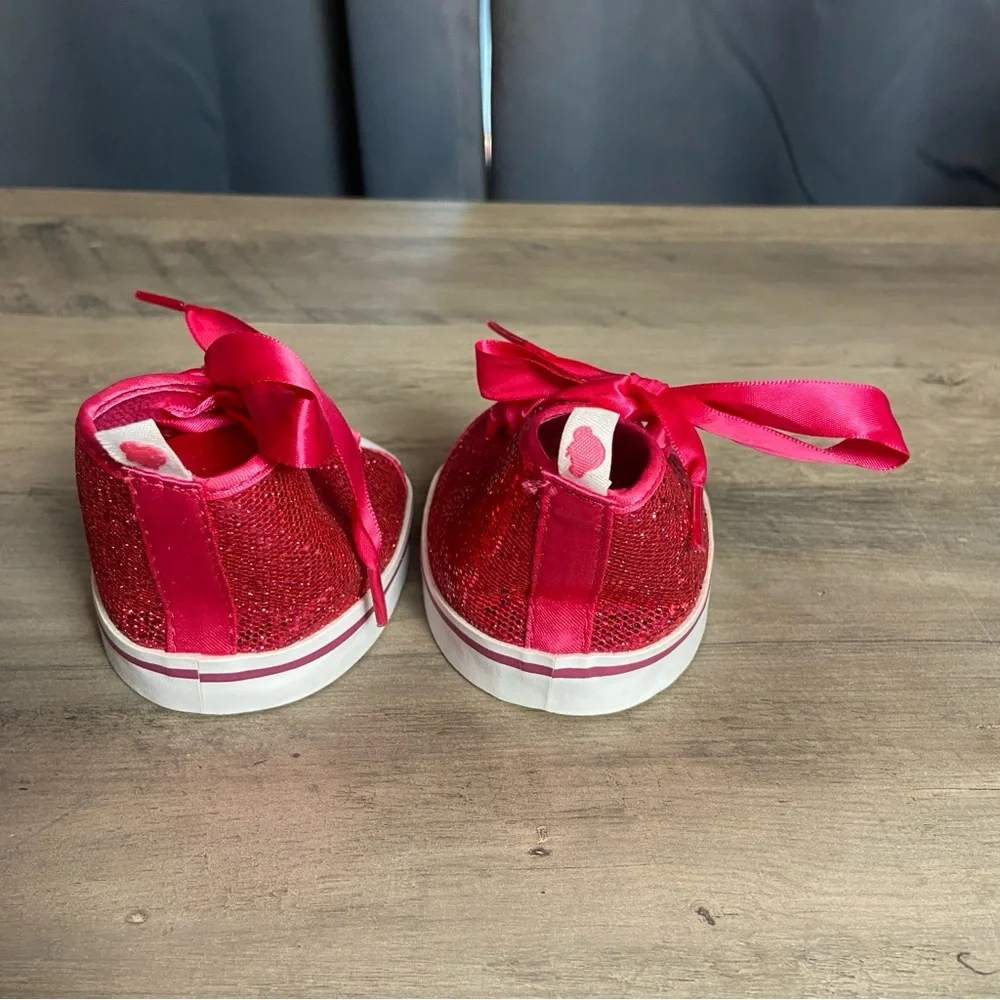 BAB Build a Bear Pink Sparkling Glitter High‎ Top Tennis Shoes Sneakers Pair